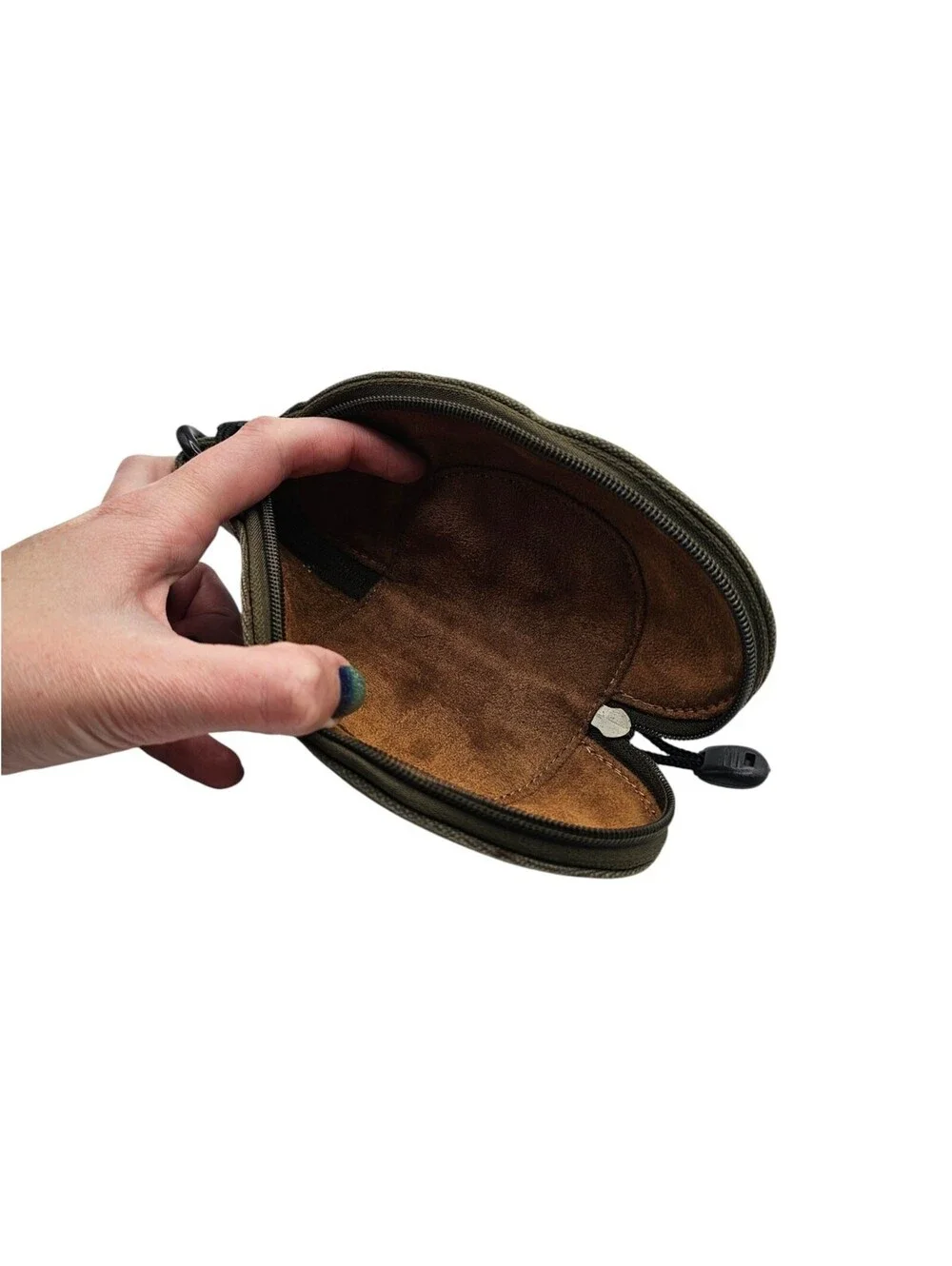 Field And Stream Green Canvas Zip Clamshell Sunglass Case
